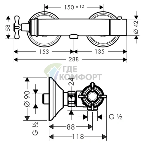 Термостат для душа AX Montreux в полированном золоте для ванной комнаты (16261990) - фото 2