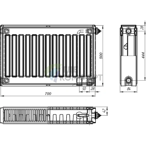 Радиатор стальной панельный Лидея ЛУ 21-507 с нижним подключением - фото 4