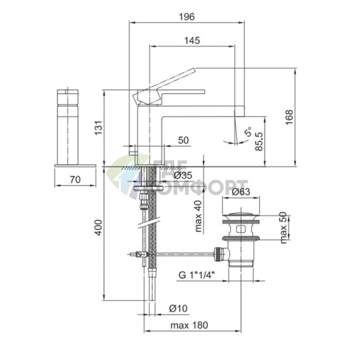 Смеситель для раковины Fantini AR/38 хром, 1 отверстие, с донным клапаном (38 02 3303SF) - фото 2