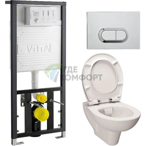 Комплект сливной арматуры VitrA S20 с хромированной кнопкой - фото 1