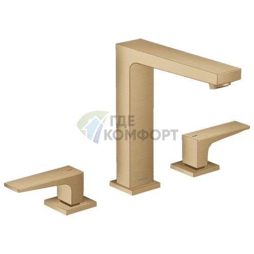 Смеситель для раковины Hansgrohe Metropol 160, 3-отв., шлифованная бронза (32515140) - фото 1