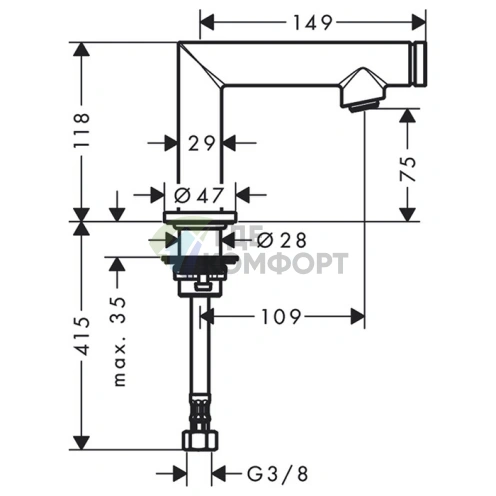 Кухонный кран AX Uno 80 для холодной воды, шлифованный никель (45130820) - фото 2