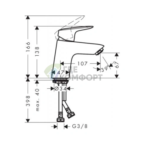 Смеситель для раковины Hansgrohe Logis 70 см, хром (71071000) - фото 2