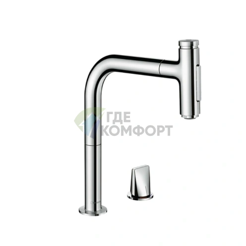 Кухонный смеситель Hansgrohe Metris M71 с выдвижным душем и поворотным изливом (73818000) - фото 1