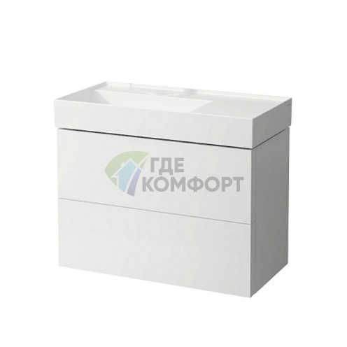 Тумба под раковину Laufen Kartell 810338 с 2 ящиками и полкой, 880x450x600 мм, белый матовый (4.0761.8.033.640.1) - фото 1