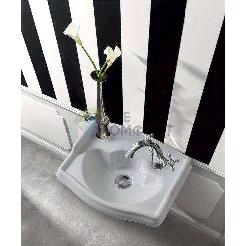 Раковина KERASAN Retro 410x320 мм (1 отверстие справа, белый) (103301*1 dx) - фото 3