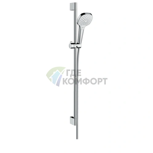 Душевой набор HG Croma Select E Vario: штанга 900 мм, ручной душ 3 в 1, белый/хром (26592400) - фото 1