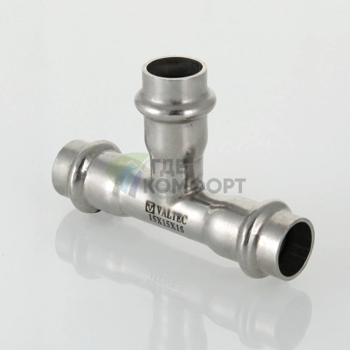 Пресс-тройник 22 х 18 х 22 мм из нержавеющей стали VTi.931.I.221822 VALTEC (ВАЛТЕК) - фото 2
