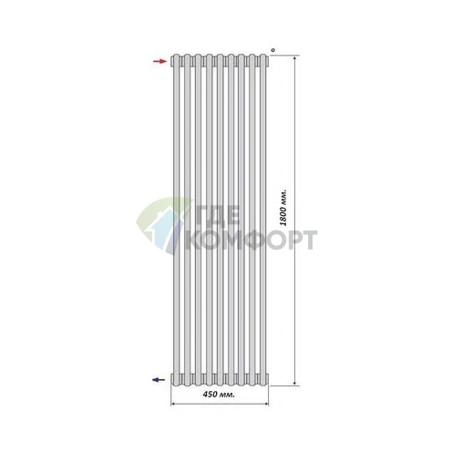 Радиатор стальной трубчатый Purmo Delta Laserline AB 2180 1800х450 9 секций с боковой подводкой - фото 3