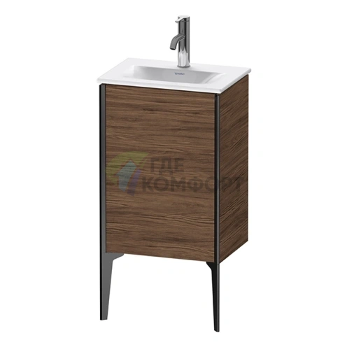Тумба подвесная Duravit XViu с одной дверью (петли справа), цвет walnut dark/черный матовый (XV4068RB221) - фото 1