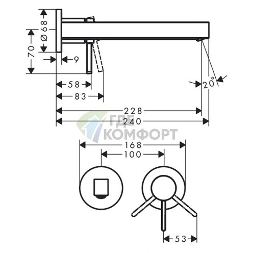 Смеситель для раковины Hansgrohe Finoris настенный однорычажный белый матовый (76050700) - фото 2