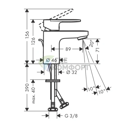Смеситель для раковины Hansgrohe Vernis Blend с донным клапаном, хром (71550000) - фото 2