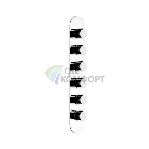 Gessi Tondo Встраиваемый термостат для душа с 5 выходами, вертикальная и горизонтальная установка, хром (43070#031) - фото 1