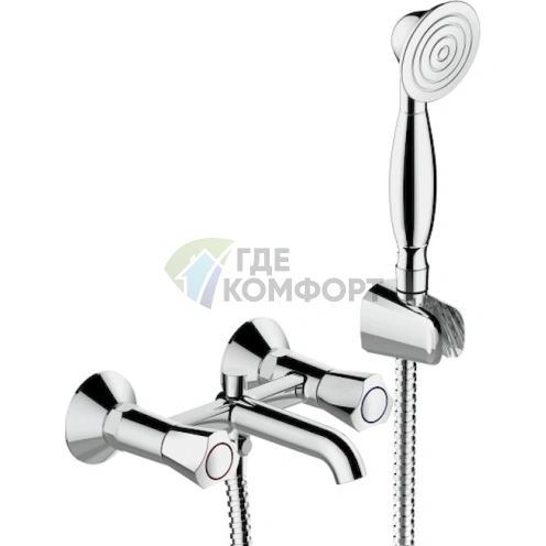 Смеситель для ванны с душем Bravat Duo F6133186CP-B-RUS в цвете шампань - фото 1