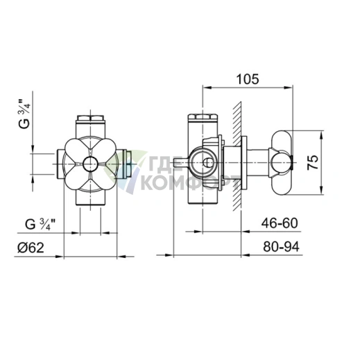 Стильный шаровой кран Fantini I Balocchi 3/4 матово-белый (60 29 0690B) - фото 2