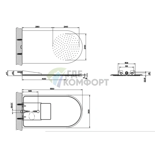 GESSI Tremillimetri Настенная душевая система 300x550 мм в цвете Steel Brushed (33071#239) - фото 2