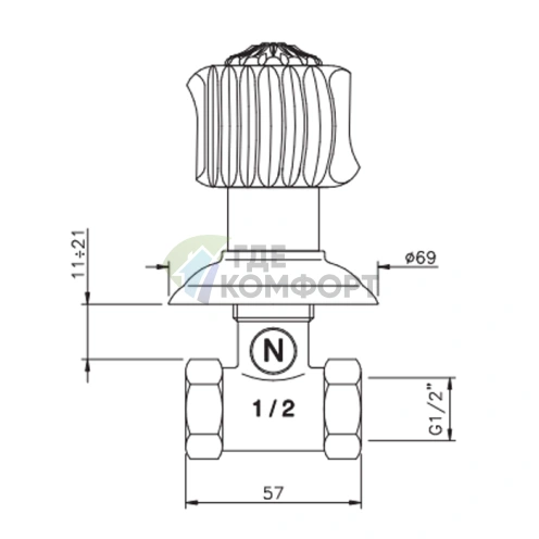 Запорный вентиль Nicolazzi Onice 1/2 хром (2112CR09O) - фото 2