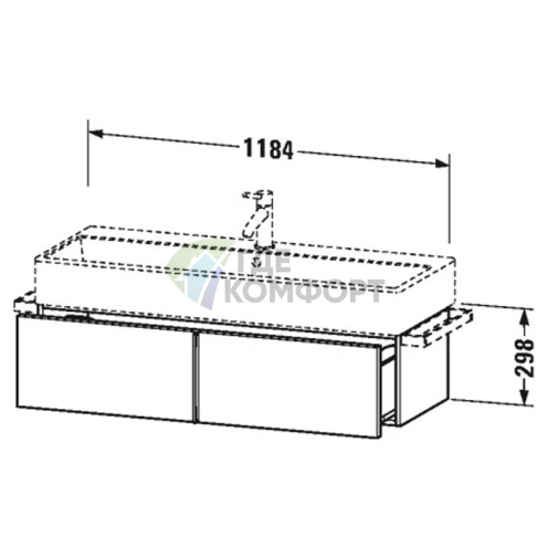 База под раковину Duravit VA 298x1184x431 с выдвижным ящиком, белая глянцевая (VA612902222) - фото 2