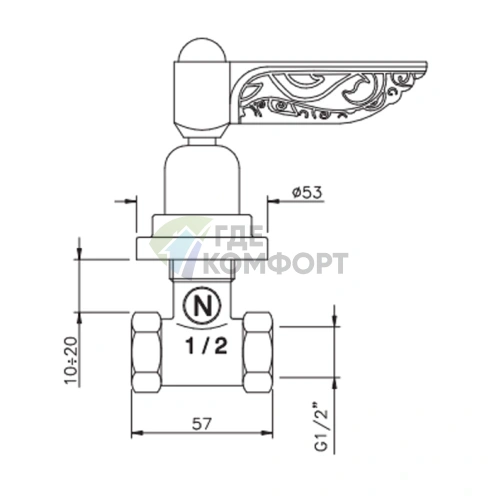 Запорный вентиль Nicolazzi Liberty 1/2, хром (1012CR16) - фото 2