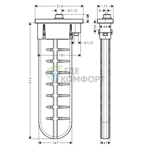 Hansgrohe sBox для ванны с овальной розеткой в шлифованном черном хроме (28020340) - фото 2