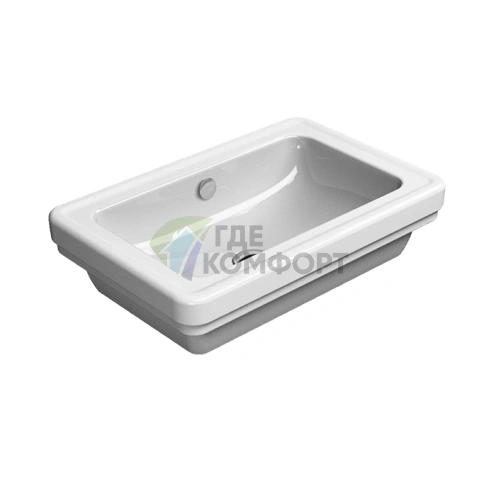Встраиваемая раковина GSI Classic 60x40 см с переливом, белая - фото 1