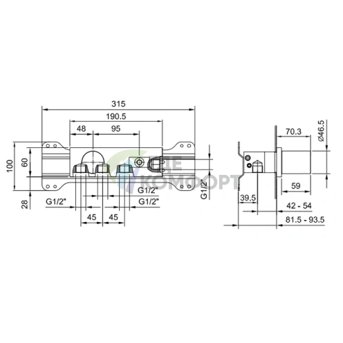 Переключатель для душа Fantini: 2-позиционный дивертор 1/2 (19 00 6185A) - фото 2