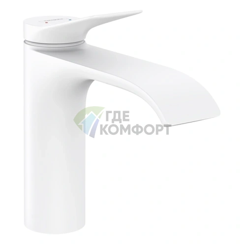 Смеситель для раковины HANSGROHE VIVENIS однорычажный с донным клапаном, белый матовый (75020700) - фото 1