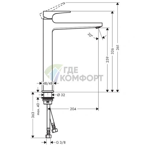 Смеситель для раковины Hansgrohe Metropol 260, шлифованная бронза (32512140) - фото 2