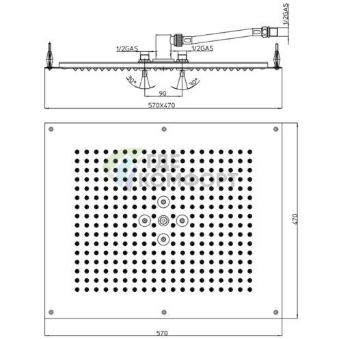 Верхний душ BOSSINI Dream 57x47 см: 2 режима (дождь/распыление), хром (H38657.030) - фото 2