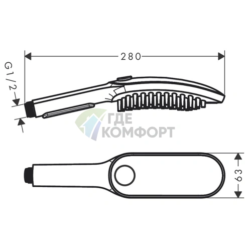 Ручной душ для собак Hansgrohe 150 3jet — черный матовый (26640670) - фото 2
