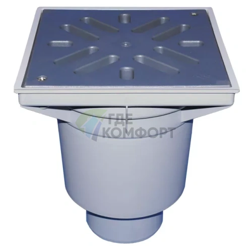 Трап HL606LW с решеткой 226x226 мм-грязеуловителем и вертикальным выпуском DN110 - фото 1