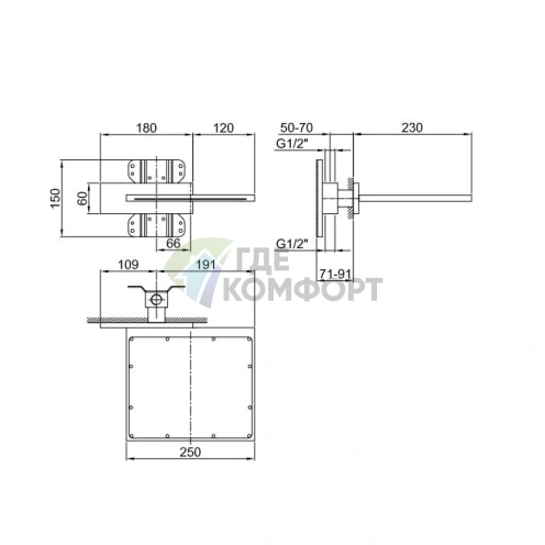 Fantini Milano: Верхний душ «Водопад» в матовом исполнении из нержавеющей стали (86 93 8043B) - фото 2