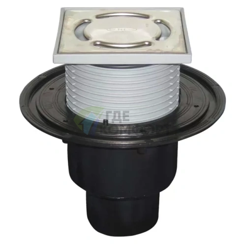 Трап HL310NPr с решеткой 115x115 мм и вертикальным выпуском DN110/75/50 - фото 1