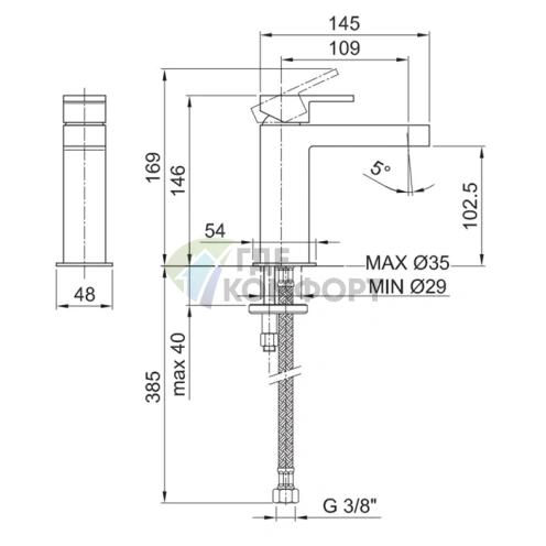 Смеситель для раковины Fantini Mare с высоким изливом 110 мм, хром (51 02 1004WF) - фото 2