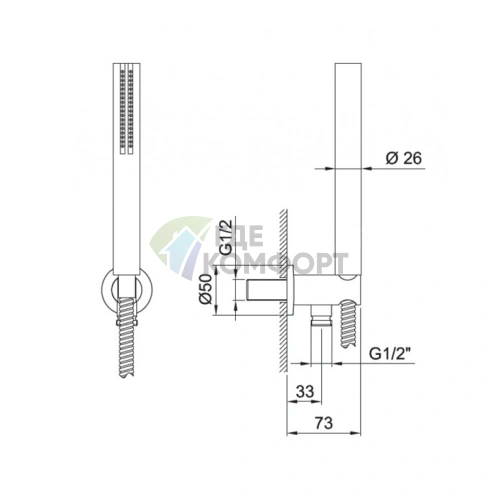 Душевой гарнитур Fantini в матовом белом цвете (86 29 8051) - фото 2