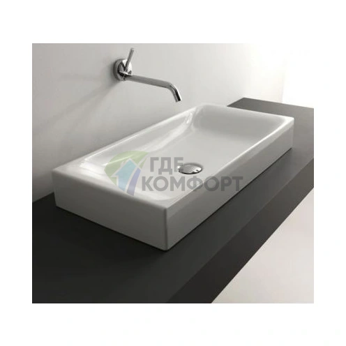 Раковина KERASAN Lavabi чаша 70х35 4 стороны в глазури без отверстия под смесительитель цвет белый - фото 1