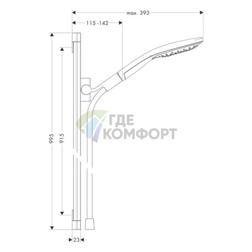 Душевой набор HG Raindance Select S с функциями RainAir, CaresseAir и EcoSmart (хром) (26626000) - фото 2