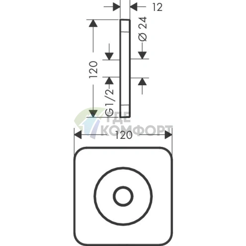 Настенная панель для душа AX ShowerSelect 120x120 мм, хром (36725000) - фото 2