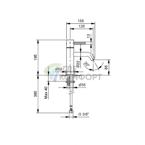 Смеситель для раковины Fantini AF/21: матовая натуральная сталь, излив 126 мм (27 93 A704WF) - фото 2
