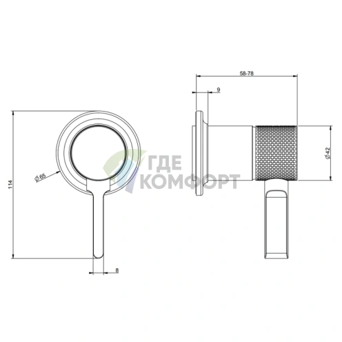 GESSI INCISO Встраиваемый смеситель на 1 источник (1/2), цвет Brushed Black Metal PVD (58109#707) - фото 2