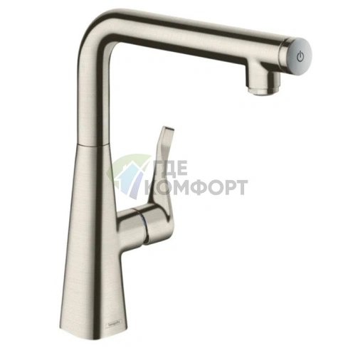 Смеситель для кухни Hansgrohe Metris Select с поворотным изливом, цвет сталь (14847800) - фото 1