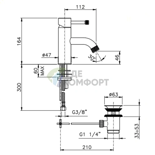 Смеситель для раковины Nicolazz Arena с донным клапаном, хром (3702CR56M) - фото 2