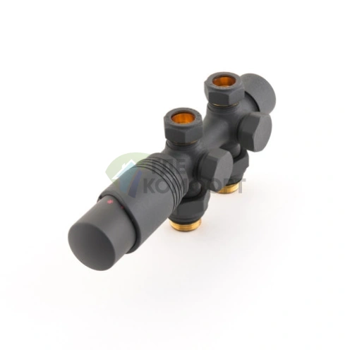 Узел нижнего подключения универсальный Delta Duo черный RAL 9005 с термоголовкой М30x1.5 - фото 6