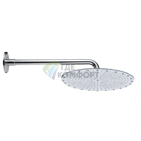 Стильный хромированный верхний душ BOSSINI PARIS-OKI 400 мм с настенным кронштейном (H77601.030) - фото 1