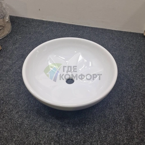 Накладная круглая раковина AZZURRA FLEUR 45x16 см без отверстия, белая - фото 5