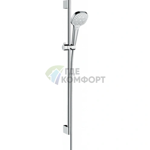 Душевой набор HG Croma Select E Multi: штанга 900 мм, ручной душ 3-режимный, технология EcoSmart, цвет белый/хром (26591400) - фото 1