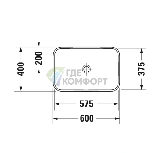 Раковина Duravit Happy D2 Plus 600x400 мм без перелива с керамической крышкой WonderGliss (23596000001) - фото 3