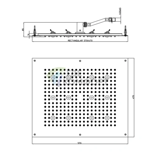 Верхний душ BOSSINI DREAM-RECTANGULAR 570x470 мм с LED-подсветкой и блоком управления (H37395.030) - фото 2