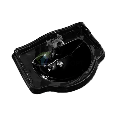 Раковина KERASAN Retro 73 73x54 см: черная глянцевая с одним отверстием (104704*1) - фото 2