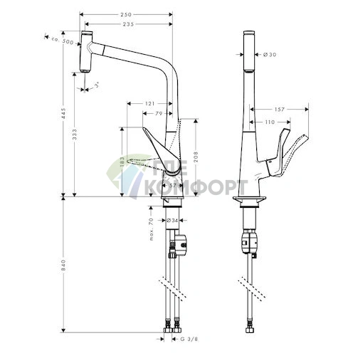 Смеситель Hansgrohe Metris Select 14884000 для кухни с выдвижной лейкой - фото 5